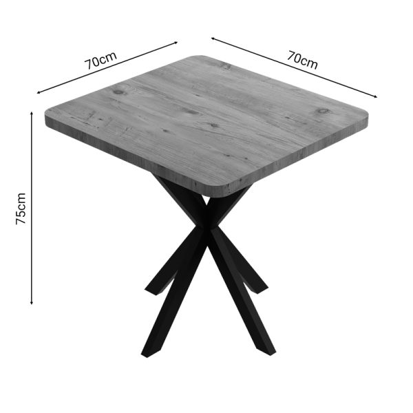 321 000081 2 Table Prestone pakoworld oak melamine-black metal 70x70x75cmIndoor furniture > Dining Tables