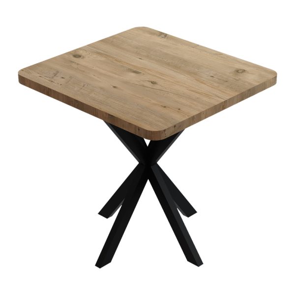 321 000081 Table Prestone pakoworld oak melamine-black metal 70x70x75cmIndoor furniture > Dining Tables