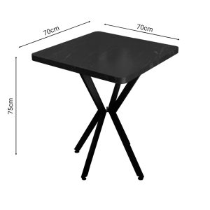 321 000082 2 Table Prestone pakoworld black marble melamine-black metal 70x70x75cmIndoor furniture > Dining Tables