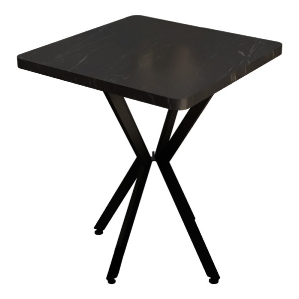 321 000082 Table Prestone pakoworld black marble melamine-black metal 70x70x75cmIndoor furniture > Dining Tables