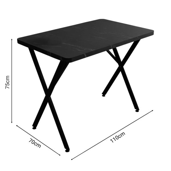 321 000085 2 Table Zeryin pakoworld black melamine-black metal 110x70x75cmIndoor furniture > Dining Tables