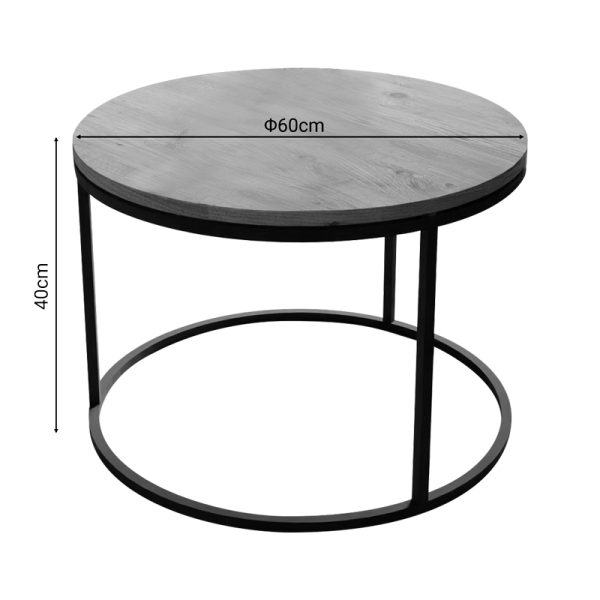 321 000086 3 Coffee table Drion pakoworld oak melamine-black metal D60x40cmIndoor furniture > Coffee tables