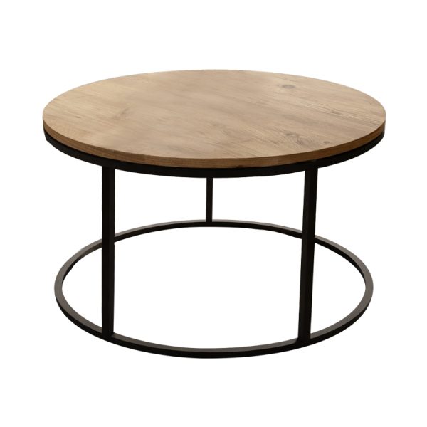 321 000086 Coffee table Drion pakoworld oak melamine-black metal D60x40cmIndoor furniture > Coffee tables