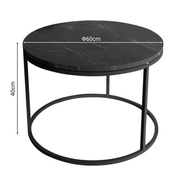 321 000087 2 Coffee table Drion pakoworld black marble melamine-black metal D60x40cmIndoor furniture > Coffee tables