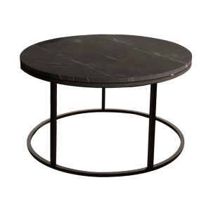 321 000087 Coffee table Drion pakoworld black marble melamine-black metal D60x40cmIndoor furniture > Coffee tables