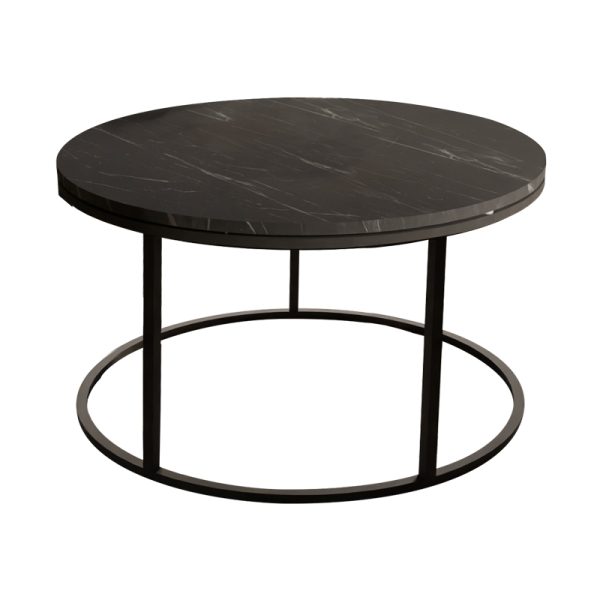 321 000087 Coffee table Drion pakoworld black marble melamine-black metal D60x40cmIndoor furniture > Coffee tables