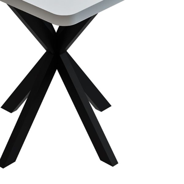 321 000094 2 Prestone pakoworld melamine table in white shade and black metal leg 70x70x75cmIndoor furniture > Dining Tables