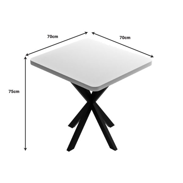 321 000094 3 Prestone pakoworld melamine table in white shade and black metal leg 70x70x75cmIndoor furniture > Dining Tables