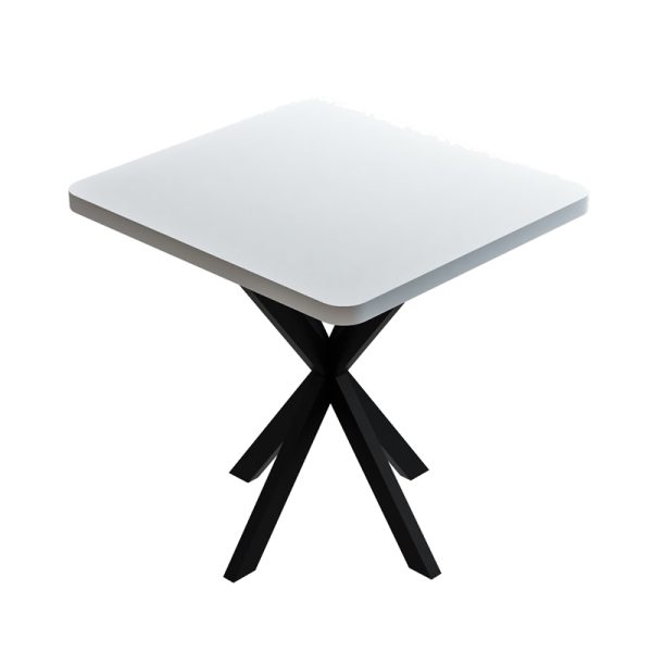 321 000094 Prestone pakoworld melamine table in white shade and black metal leg 70x70x75cmIndoor furniture > Dining Tables