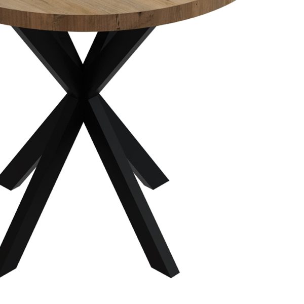 321 000095 2 Kalipso pakoworld melamine table in natural shade and black metal leg D70x75cmIndoor furniture > Dining Tables