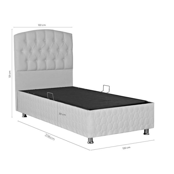322 000008 3 Bed Lanse pakoworld with storage store velvet dark grey 120x200cmIndoor furniture > Beds