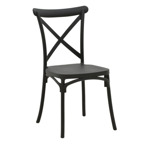 326 000024 Crossie chair pakoworld pp in dark grey shade 38x46.5x82cmOutdoor furniture > Garden chair