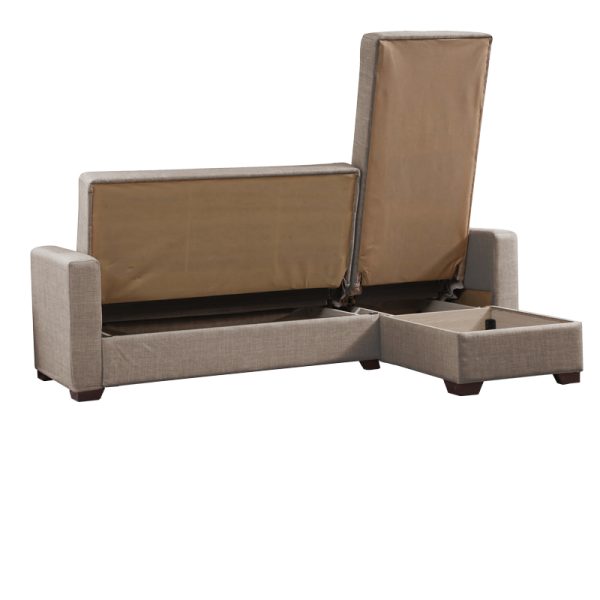 328 000001 3 Reversible corner sofa-bed with storage space Alaska pakoworld beige fabric 204x143x83cmIndoor furniture > Cornered sofas