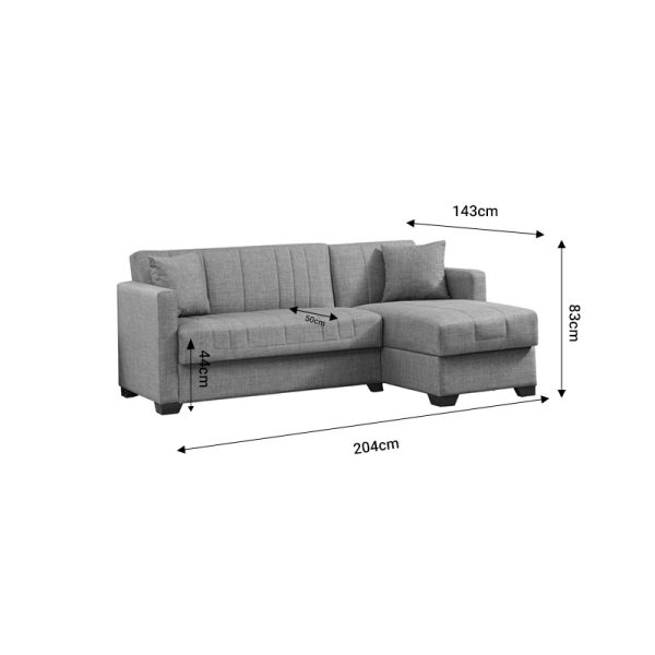 328 000001 4 Reversible corner sofa-bed with storage space Alaska pakoworld beige fabric 204x143x83cmIndoor furniture > Cornered sofas