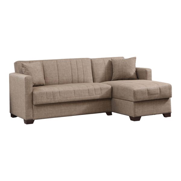328 000001 Reversible corner sofa-bed with storage space Alaska pakoworld beige fabric 204x143x83cmIndoor furniture > Cornered sofas