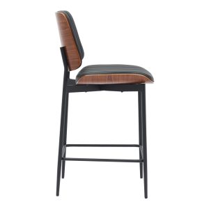 332 000010 2 Bar-stool Kathy pakoworld black pu-walnut metal 48.5x52.5x96cmIndoor furniture > Bar stools