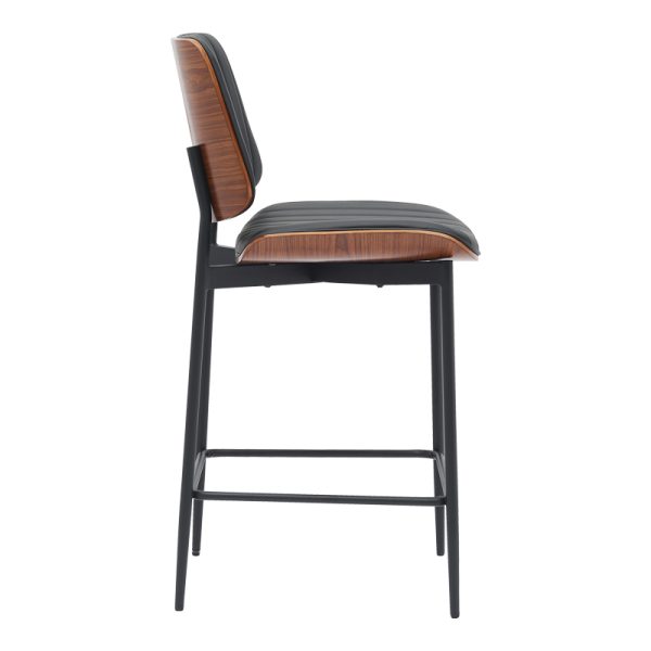 332 000010 2 Bar-stool Kathy pakoworld black pu-walnut metal 48.5x52.5x96cmIndoor furniture > Bar stools
