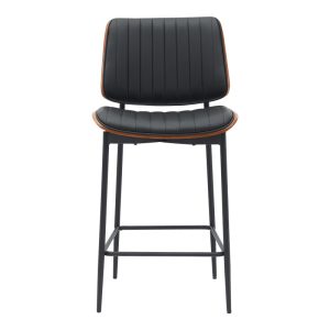 332 000010 3 Bar-stool Kathy pakoworld black pu-walnut metal 48.5x52.5x96cmIndoor furniture > Bar stools