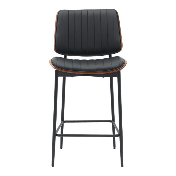 332 000010 3 Bar-stool Kathy pakoworld black pu-walnut metal 48.5x52.5x96cmIndoor furniture > Bar stools
