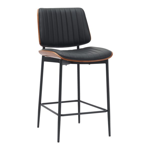 332 000010 Bar-stool Kathy pakoworld black pu-walnut metal 48.5x52.5x96cmIndoor furniture > Bar stools