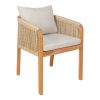 333 000003 Brana Inart jute stool-pouf in natural and blue shade D40x30cmBOHO CHIC > Stools