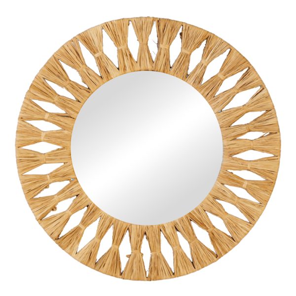 337 000036 Zanlein Inart sisal mirror in natural shade D50x8cmBOHO CHIC > Decoratives