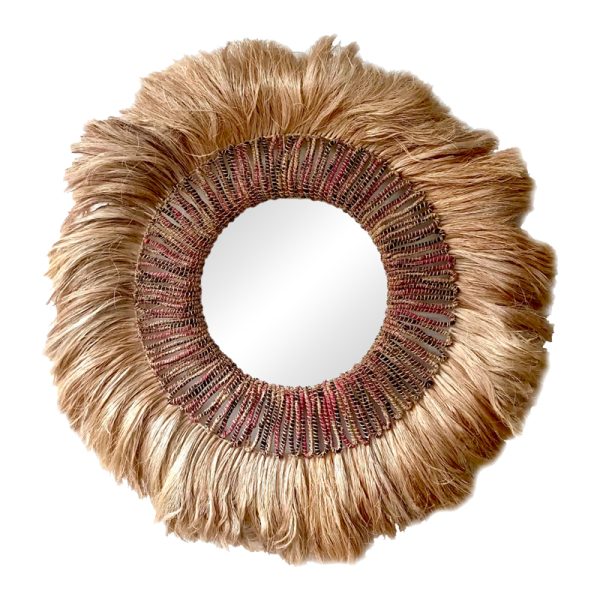 339 000032 Jakrene Inart abaca mirror in natural color D110x10cmBOHO CHIC > Decoratives