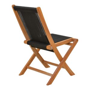 340 000001 2 Foldable Banou chair pakoworld teak wood and pe rope in black shade 52.5x56x89cmBOHO CHIC > Chairs and Armchairs