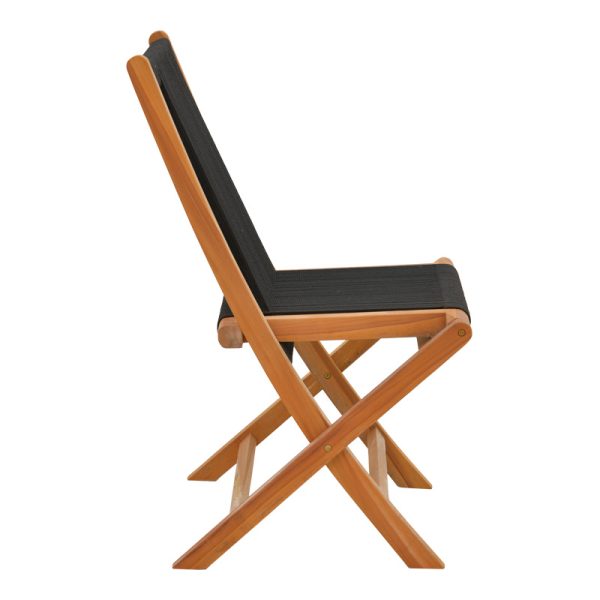 340 000001 3 Foldable Banou chair pakoworld teak wood and pe rope in black shade 52.5x56x89cmBOHO CHIC > Chairs and Armchairs
