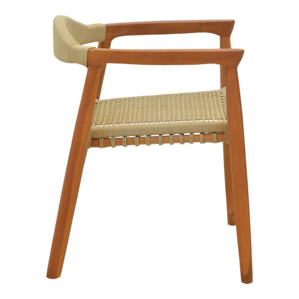340 000019 3 Armchair Ganny pakoworld teak wood and pe rope in natural shade 61x58x71cmBOHO CHIC > Chairs and Armchairs