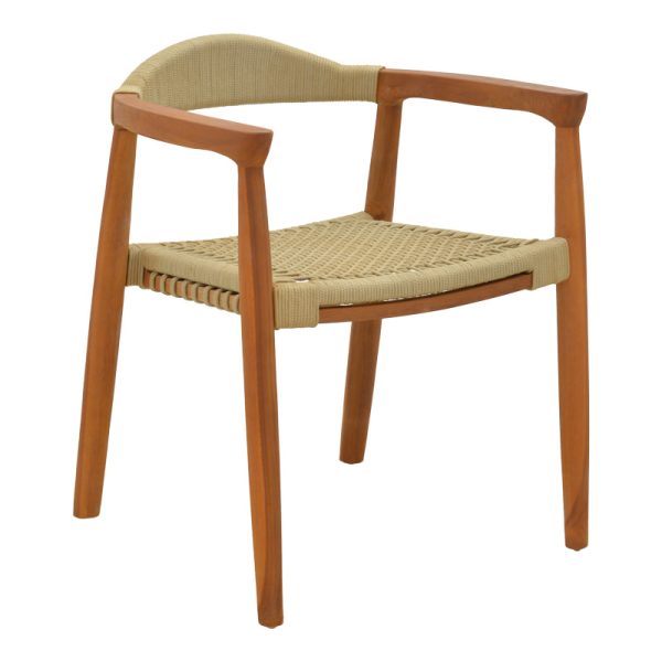 340 000019 Armchair Ganny pakoworld teak wood and pe rope in natural shade 61x58x71cmBOHO CHIC > Chairs and Armchairs