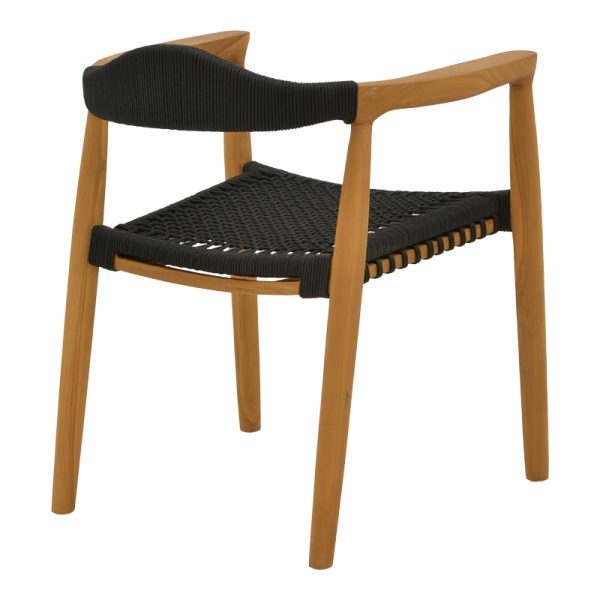 340 000032 2 Dining set 7 pcs Ganny-Pino pakoworld teak wood in natural - black shade 180/240x100x75cmOutdoor furniture > Garden food table