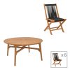 340 000036 Dining set 7 pcs Banou-Pino pakoworld teak wood in natural - black shade 180/240x100x75cmOutdoor furniture > Garden food table