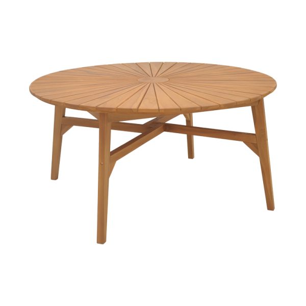 340 000036 4 Dining table 7pcs.Banou-Colen pakoworld teak wood in natural-black shade Φ150x75cmOutdoor furniture > Garden food table
