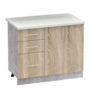361 000009 2 Festa I kitchen unit pakoworld melamine in sonoma color and kitchen counter in light grey color 100x60x85cmIndoor furniture > Home organization > Kitchen