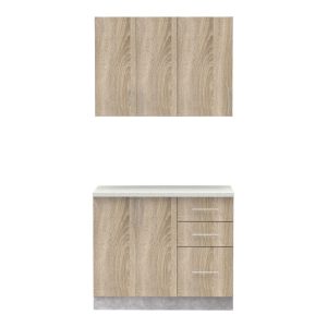 361 000009 4 Festa I kitchen unit pakoworld melamine in sonoma color and kitchen counter in light grey color 100x60x85cmIndoor furniture > Home organization > Kitchen