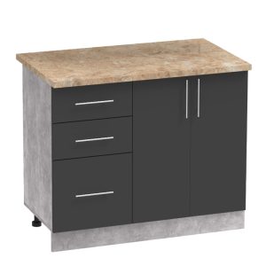 361 000010 2 Festa I kitchen unit pakoworld melamine in dark grey and sonoma color workbench 100x60x85cmIndoor furniture > Home organization > Kitchen