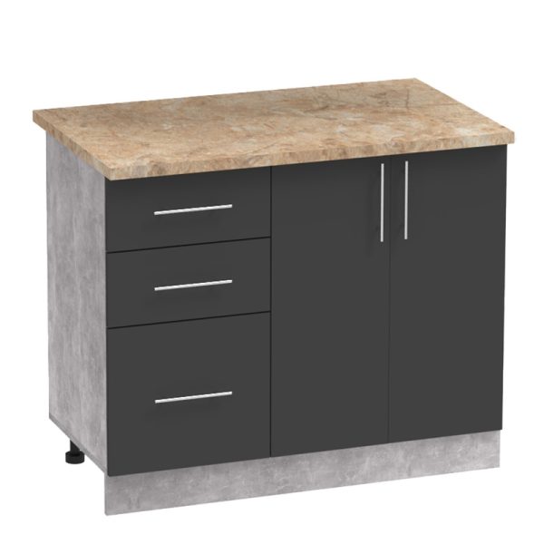 361 000010 2 Festa I kitchen unit pakoworld melamine in dark grey and sonoma color workbench 100x60x85cmIndoor furniture > Home organization > Kitchen