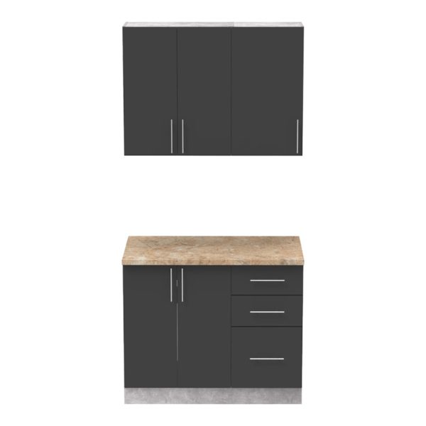 361 000010 4 Festa I kitchen unit pakoworld melamine in dark grey and sonoma color workbench 100x60x85cmIndoor furniture > Home organization > Kitchen
