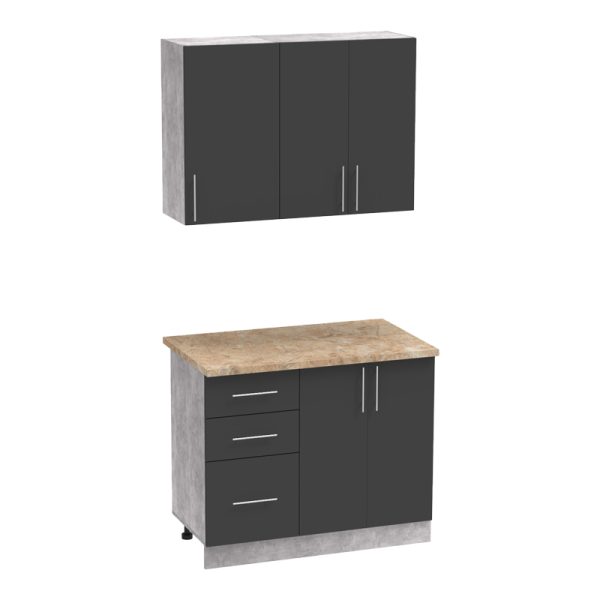 361 000010 Festa I kitchen unit pakoworld melamine in dark grey and sonoma color workbench 100x60x85cmIndoor furniture > Home organization > Kitchen