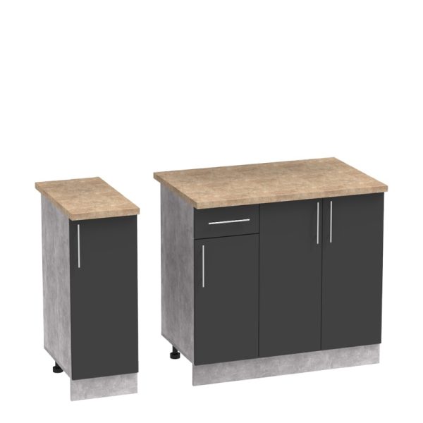 361 000012 2 Festa II kitchen unit pakoworld melamine in dark grey and workbench sonoma color 120x60x85cmIndoor furniture > Home organization > Kitchen