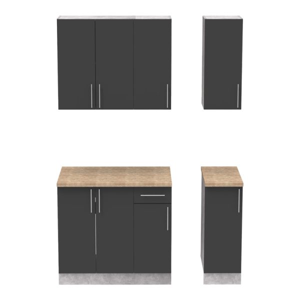 361 000012 4 Festa II kitchen unit pakoworld melamine in dark grey and workbench sonoma color 120x60x85cmIndoor furniture > Home organization > Kitchen
