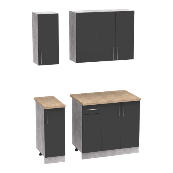 361 000012 Festa II kitchen unit pakoworld melamine in dark grey and workbench sonoma color 120x60x85cmIndoor furniture > Home organization > Kitchen