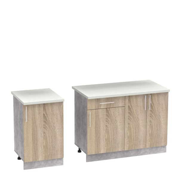 361 000014 2 Festa ΙV kitchen unit pakoworld melamine in sonoma and workbench in light grey color 160x60x85cmIndoor furniture > Home organization > Kitchen