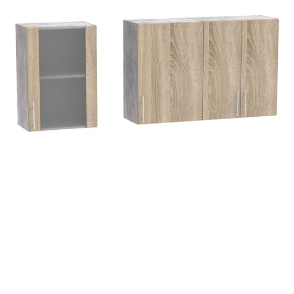 361 000014 3 Festa ΙV kitchen unit pakoworld melamine in sonoma and workbench in light grey color 160x60x85cmIndoor furniture > Home organization > Kitchen