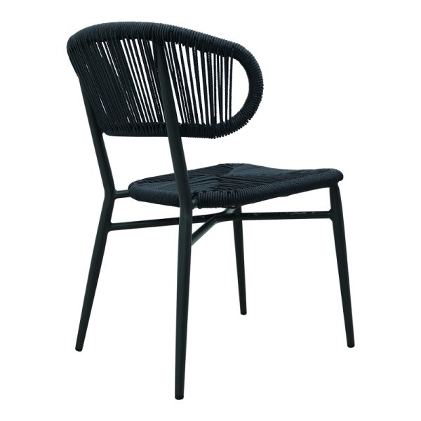 373 000011 2 Aluminum-pe rattan chair Agus pakoworld stackable in black shade 55x63x77cmOutdoor furniture > Garden chair