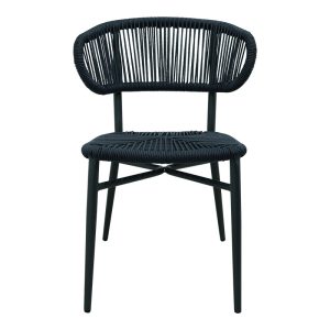 373 000011 3 Aluminum-pe rattan chair Agus pakoworld stackable in black shade 55x63x77cmOutdoor furniture > Garden chair