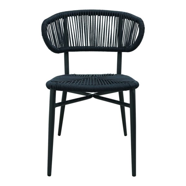 373 000011 3 Aluminum-pe rattan chair Agus pakoworld stackable in black shade 55x63x77cmOutdoor furniture > Garden chair