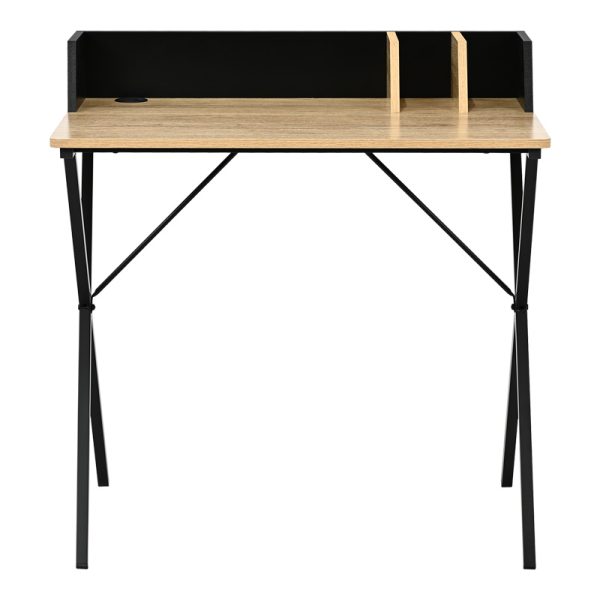 375 000001 3 Office desk Zervan pakoworld in oak color with black metal legs 80x50x84cmOffice furniture > Working desk