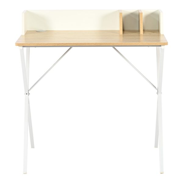 375 000002 3 Office desk Zervan pakoworld in oak color with white metal legs 80x50x84cmOffice furniture > Working desk
